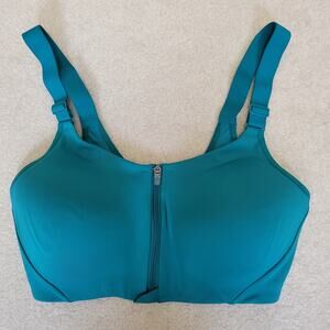 All In Motion Size 34D Zip Front Sports Bra Adjustable Straps High Support